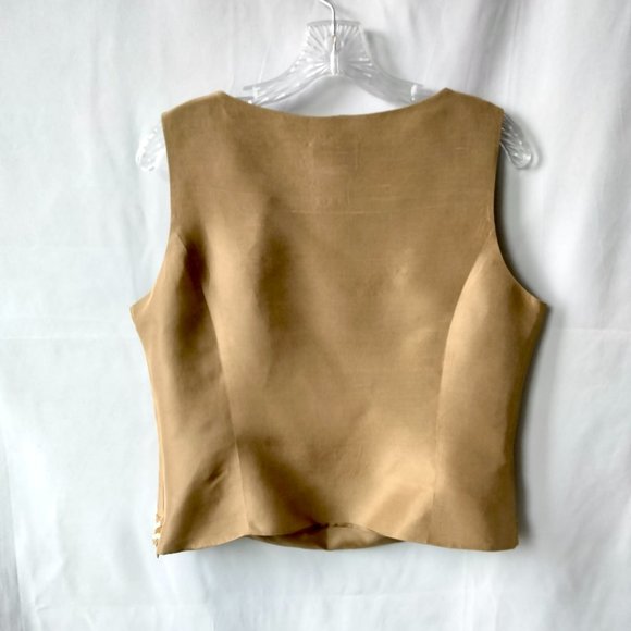 ICE Gold Silk Satin Sleeveless Top – Side-Zip with Sequin Hem Detail - LARGE - Picture 6 of 9